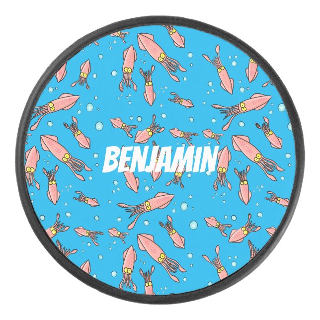 Disco De Hockey Patrón de personalizado de calamar rosa gracioso (Anverso)