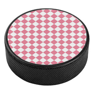 Disco De Hockey Patrón de verificador de diamantes blancos rosa