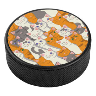Disco De Hockey Patrón diagonal del gato negro jengibre