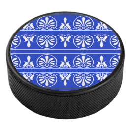 Disco De Hockey Patrón griego árabe-mediterráneo azul