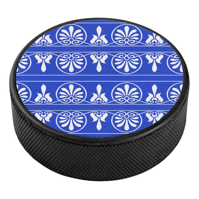 Disco De Hockey Patrón griego árabe-mediterráneo azul (3/4)