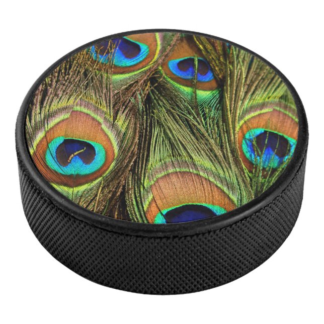 Disco De Hockey Peacock Feathers Hockey Puck (3/4)