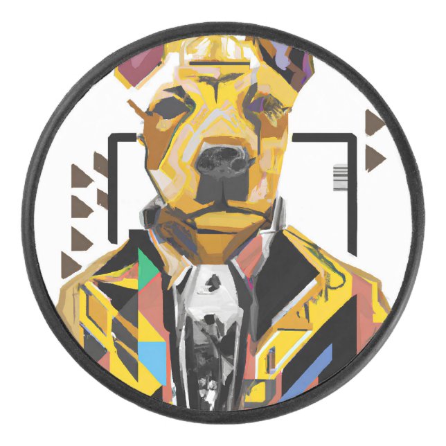 Disco De Hockey Perro con traje: Arte digital (Anverso)