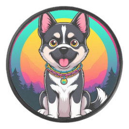 Disco De Hockey Perro de Dibujos Animados Juguetón