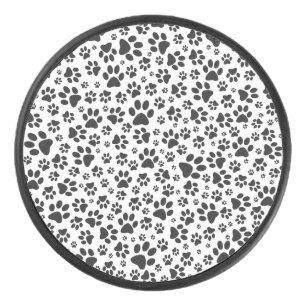 Disco De Hockey Perro Paws Black and White Polka Dot