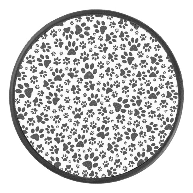 Disco De Hockey Perro Paws Black and White Polka Dot (Anverso)
