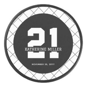 Disco De Hockey Personalizado 21º cumpleaños Moderno y elegante