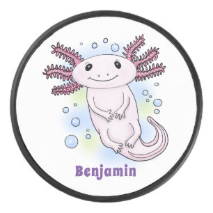 Disco De Hockey Personalizado axolotópico rosa adorable