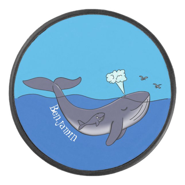Disco De Hockey Personalizado caprichoso de ballenas y terneros (Anverso)