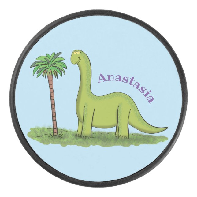 Disco De Hockey Personalizado de los dinosaurios de brontosauro ve (Anverso)