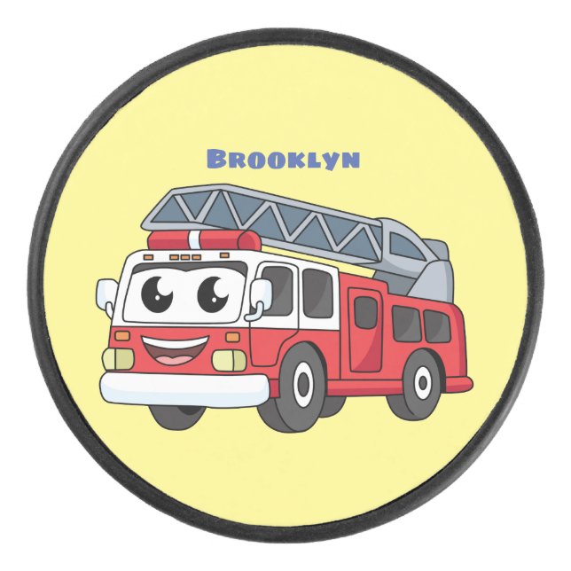 Disco De Hockey Personalizado de motor de fuego alegre (Anverso)