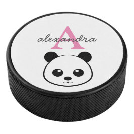 Disco De Hockey Personalizado de oso panda lindo Monograma