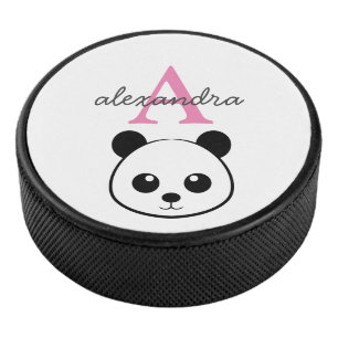 Disco De Hockey Personalizado de oso panda lindo Monograma