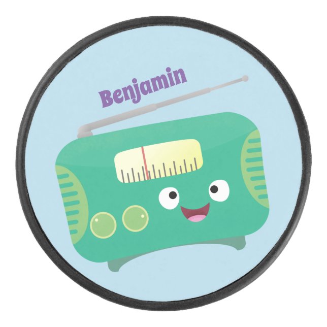 Disco De Hockey Personalizado de radio retro alegre y gracioso (Anverso)