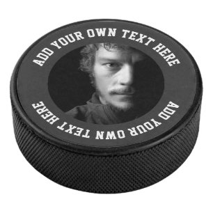 Disco De Hockey Personalizado de texto y foto únicos y personaliza