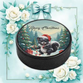 Disco De Hockey Personalizado de zorrillo de Navidades de corte