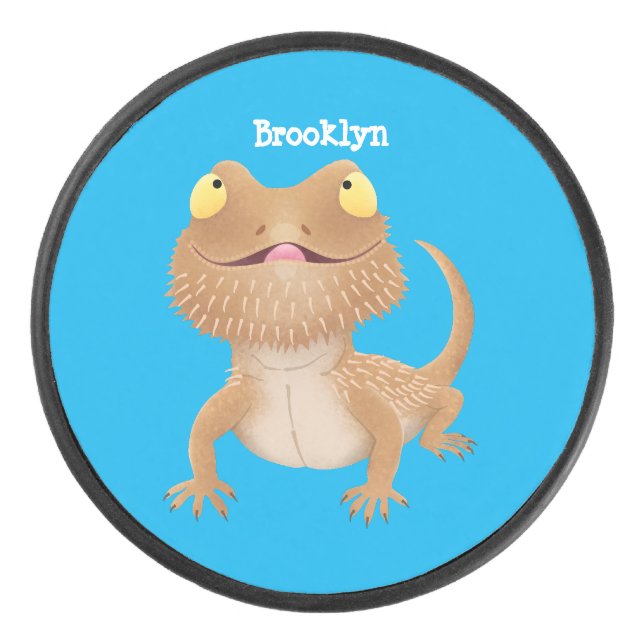 Disco De Hockey Personalizado del lagarto de dragón barbudo (Anverso)