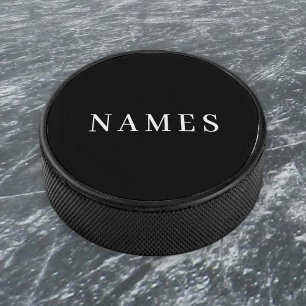 Disco De Hockey Personalizado negro simple Añadir su nombre elegan