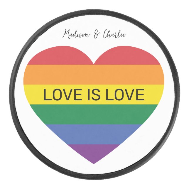 Disco De Hockey Personalizado Texto Amo Arcoiris (Anverso)