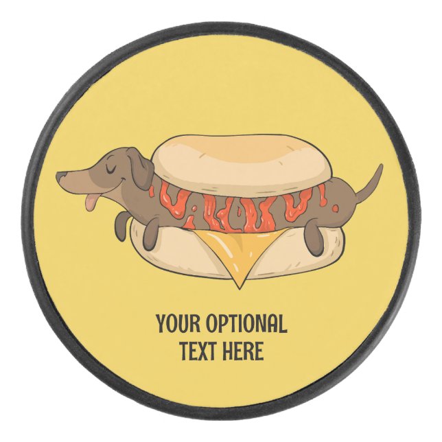 Disco De Hockey Personalizado Texto Perro caliente (Anverso)