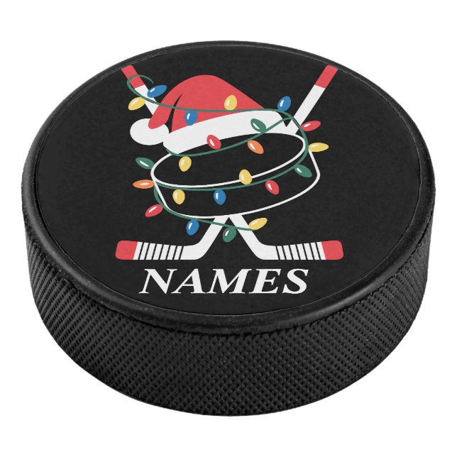 Disco De Hockey Personalized Name Christmas Hockey Xmas Santa Hat (3/4)
