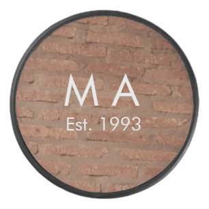 Disco De Hockey Piedra de ladrillo rústico marrón añadir nombre fe