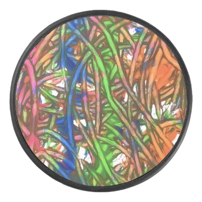 Disco De Hockey Pink, Blue, Green, Orange, Marble Artwork (Anverso)