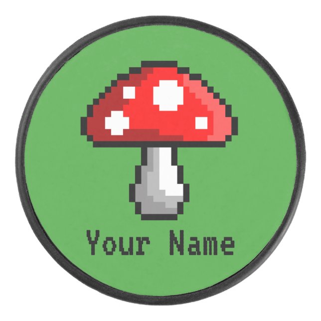 Disco De Hockey Pixel Mushroom Hockey Puck (Anverso)
