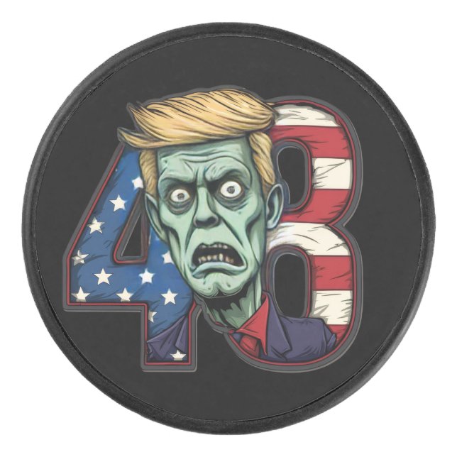 Disco De Hockey Political Satire Zombie Trump "48" USA Flag  (Anverso)