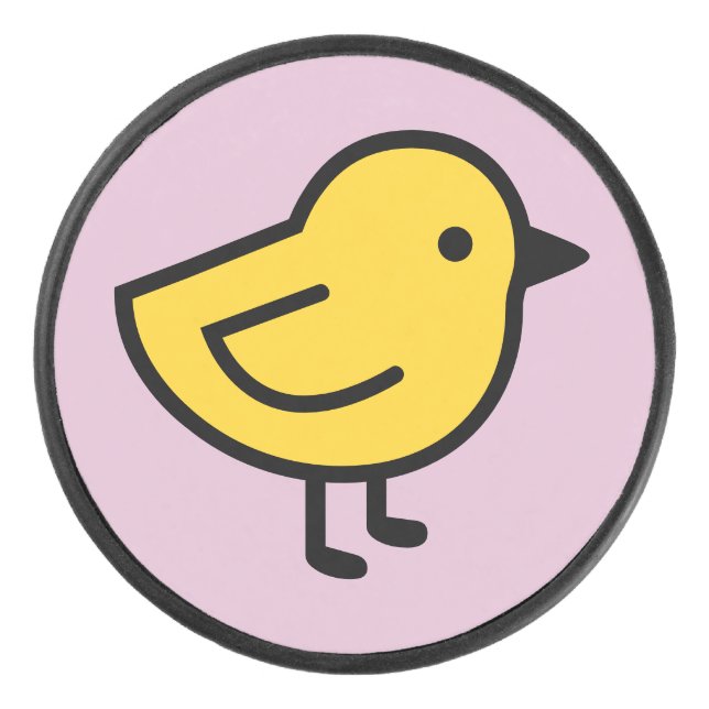 Disco De Hockey Pollito Amarillo Pájaro Sobre Un Rosa (Anverso)