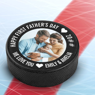 Disco De Hockey Primer año del Personalizado del Día del Padre y