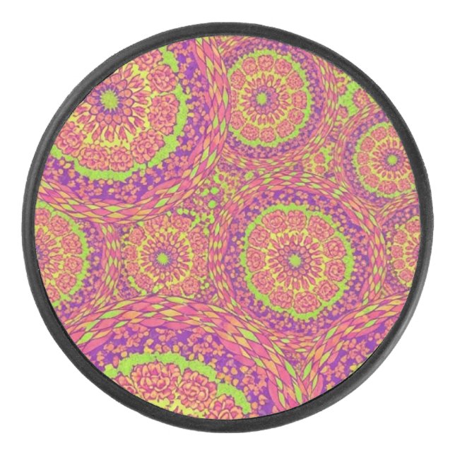 Disco De Hockey Psychedelic Neon Mandala Swirl Pattern (Anverso)