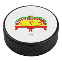 Puck de hockey de saludos de Navidad