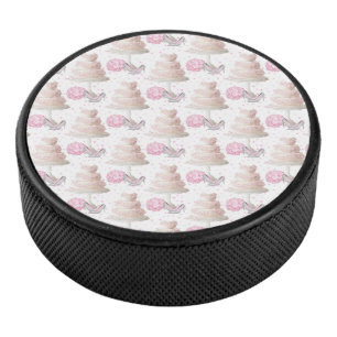 Disco De Hockey Puck de hockey sobre pastel boda