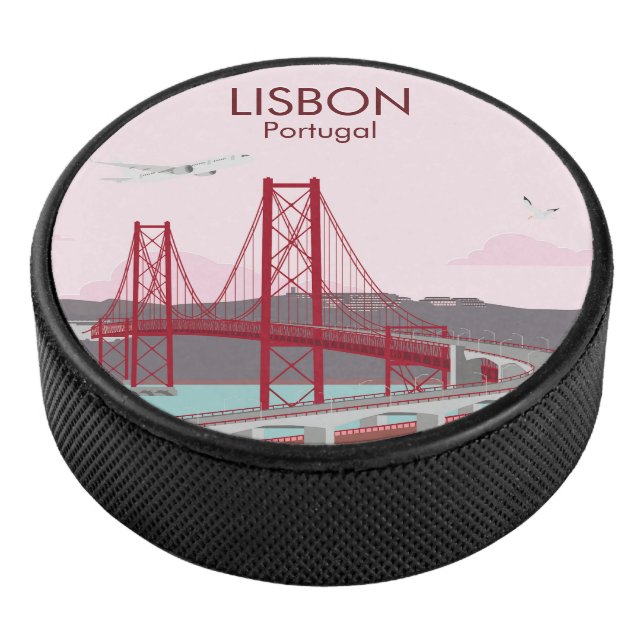 Disco De Hockey Puente de Lisboa sobre el río Tajo al estilo vinta (3/4)