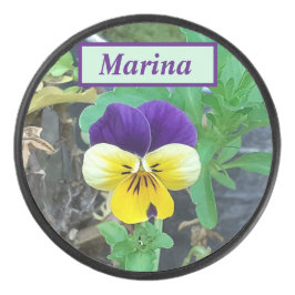 Disco De Hockey Púrpura y amarilla