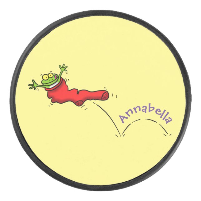 Disco De Hockey Rana dulce en un personalizado de salto de calcetí (Anverso)