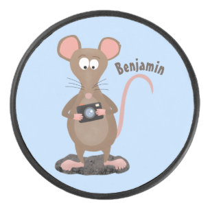 Disco De Hockey Rata divertida con ilustracion de personalizado de