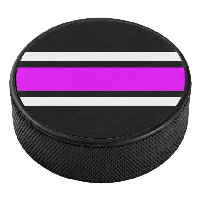 Disco De Hockey Rayas de carreras blancas rosa brillante fondo neg (3/4)