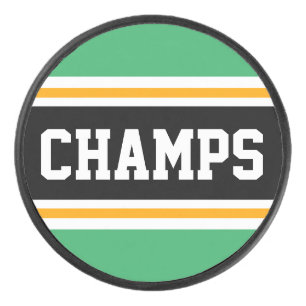 Disco De Hockey Rayas de carreras CHAMPS Verde brillante Negro Nar