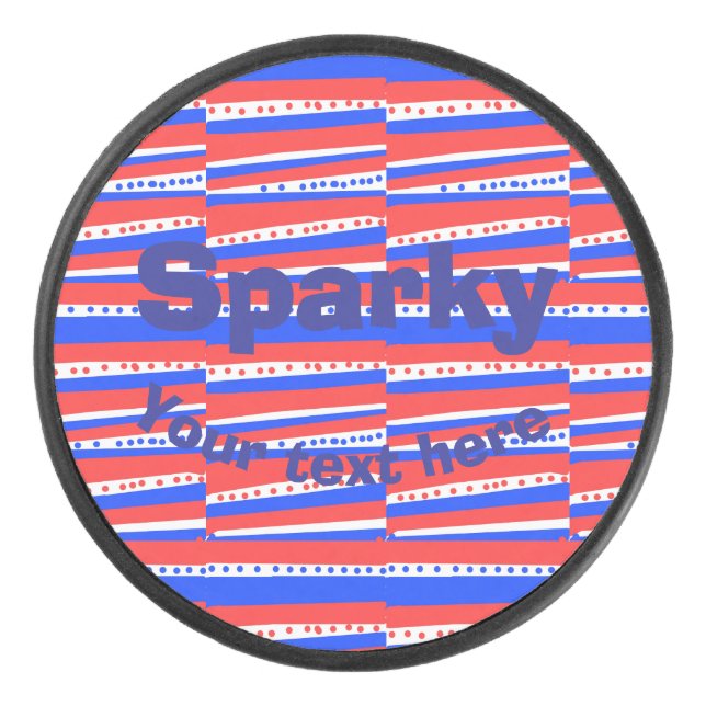 Disco De Hockey Rayas de los círculos azules rojos (Anverso)