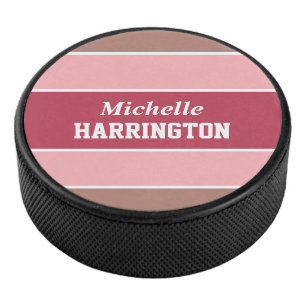 Disco De Hockey Rayas Patrón nombre personalizado hockey puck
