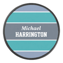 Disco De Hockey Rayas Patrón nombre personalizado hockey puck