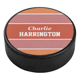 Disco De Hockey Rayas Patrón nombre personalizado hockey puck