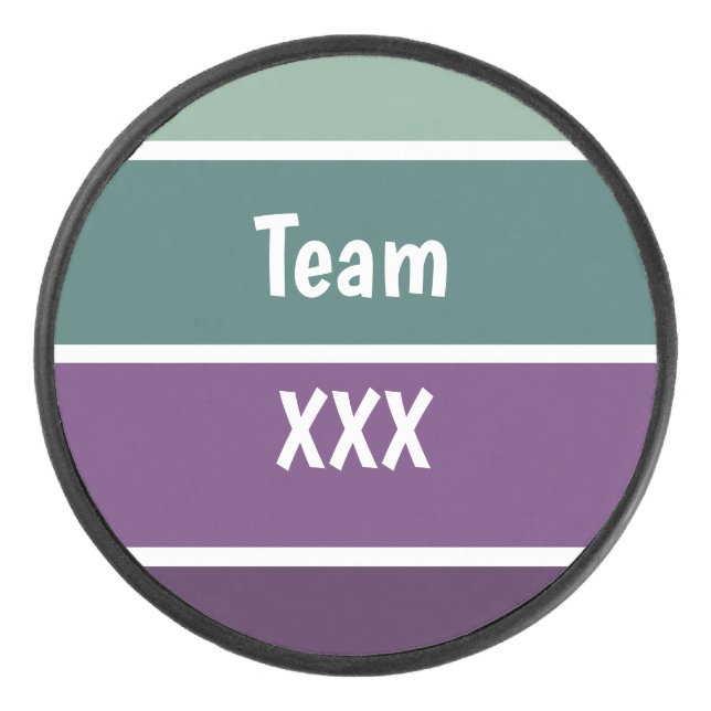 Disco De Hockey Rayas Verdes Y Púrpura (Anverso)