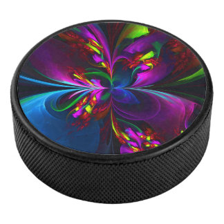 Disco De Hockey Resumen floral moderno Patrón azul rojo del arte #