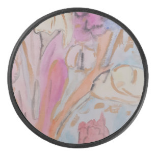 Disco De Hockey Resumen Pastel Floral