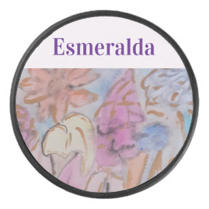Disco De Hockey Resumen Pastel Floral Personalizado