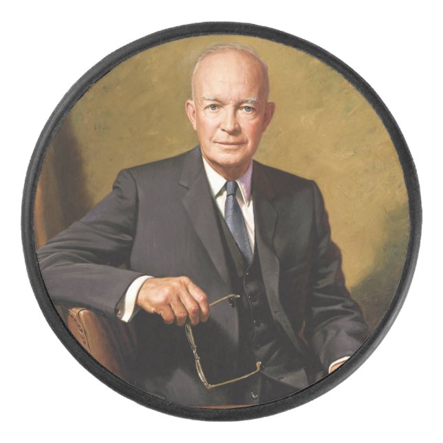 Disco De Hockey Retrato de Dwight Eisenhower Presidente de la Casa (Anverso)