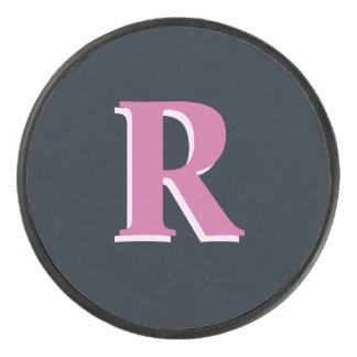 Disco De Hockey Rosa de la marina profunda monogramado